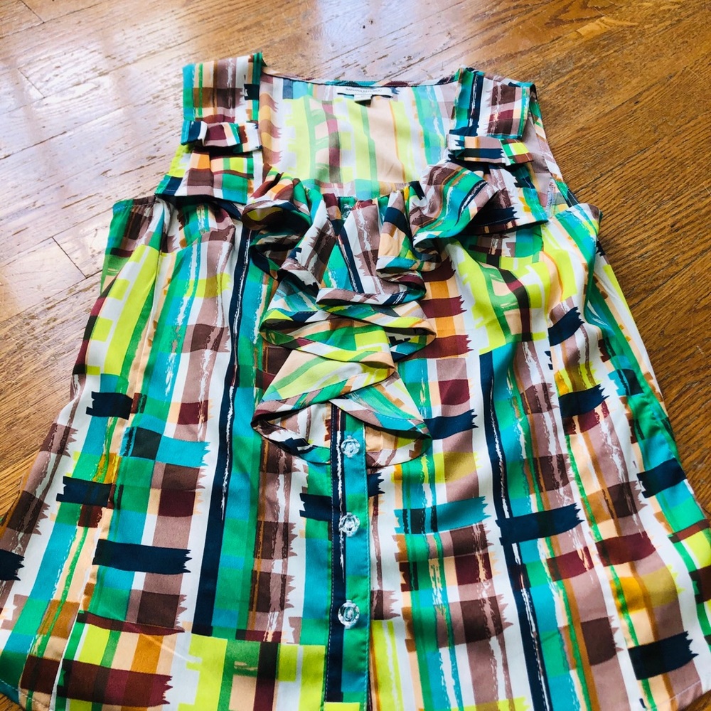 Banana Republic Colorful Pattern Ruffle Tank Top - Picture 3 of 8